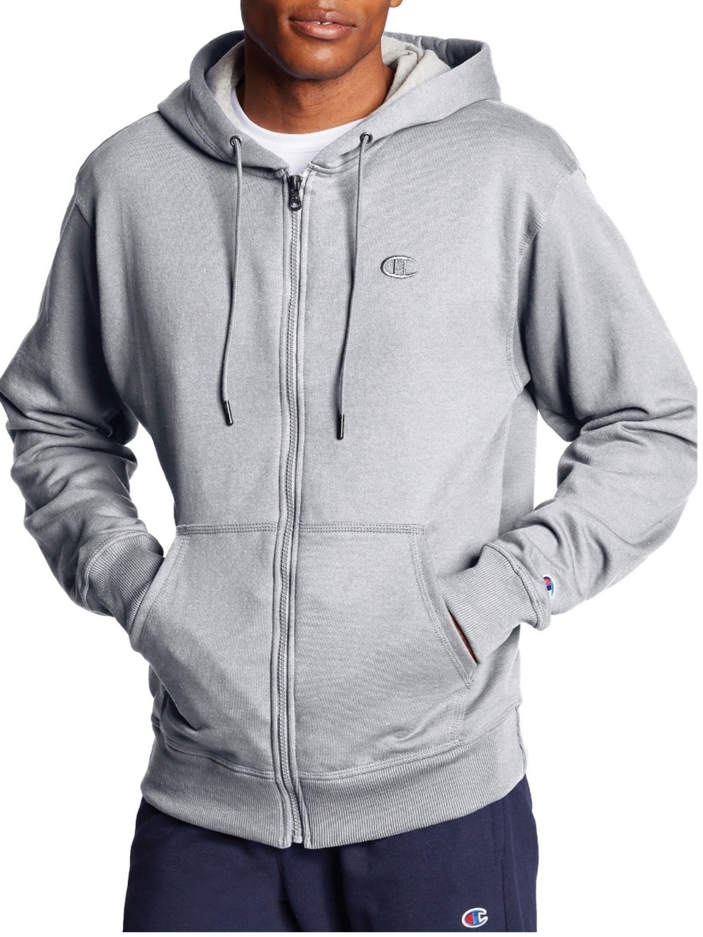 🌸NWT Champion Men’s Powerblend Gray Zip Up Hoodie
